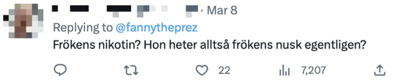 Twitterkommentarer om Fröken Snusk Twitterkommentarer om Fröken Snusk